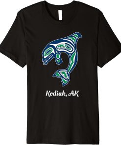 Blue Green Native American Kodiak AK Orca Killer Whale Premium T-Shirt