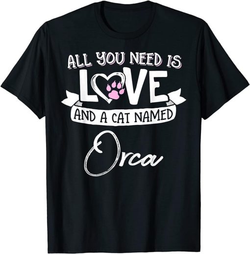 Cute Cat Named Orca Design for Women and Girls T-Shirt