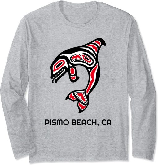 Pismo Beach, California Native American Orca Killer Whales Long Sleeve T-Shirt