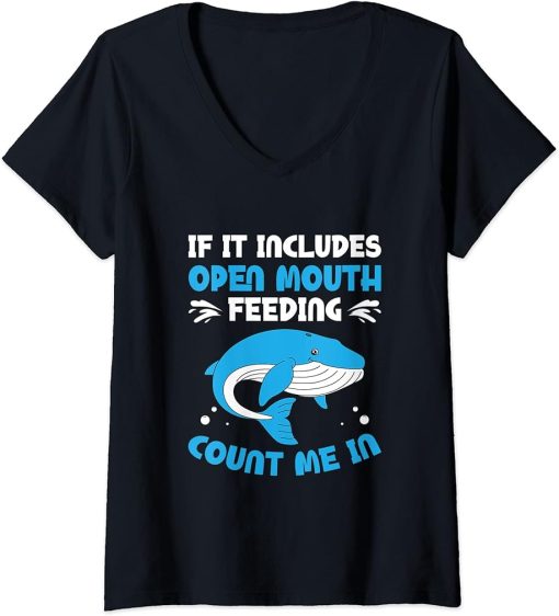 Womens Cetacean Orca Whale Watching V-Neck T-Shirt